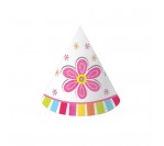 Pink Flower Cheer Paper Cone Hats (8pcs/pkt)